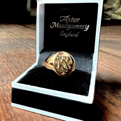Raised Gold Monogramed Signet Ring