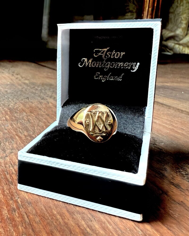 Raised Gold Monogramed Signet Ring