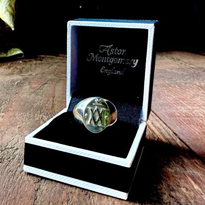 Raised Silver Monogramed Signet Ring