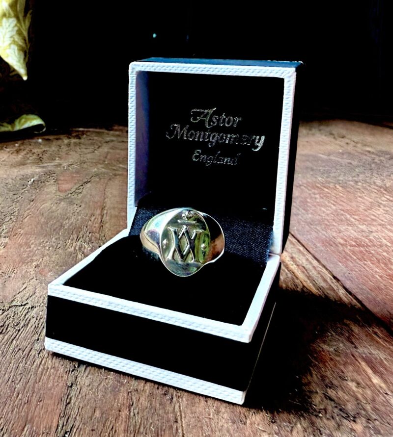 Raised Silver Monogramed Signet Ring