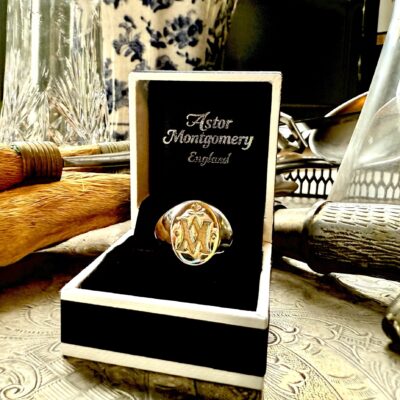 Embossed Silver Monogramed Signet Ring